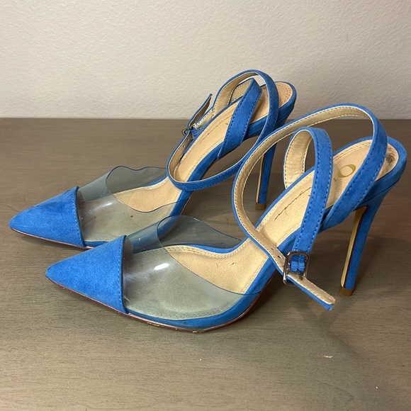 Pop of Color Blue Suede Heels - Picture 3 of 5
